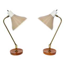 Adjustable Yasha Heifetz Desk Lamps With Rotaflex Shades, 1950's - A Pair