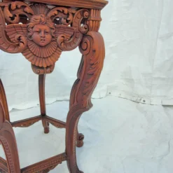 Angel / Cherub Carved Burl Walnut Hexagon Side Lamp Accent Table 1920's 19 Angel / Cherub Carved Burl Walnut Hexagon Side Lamp Accent Table 1920's -chairish shop angel cherub carved burl walnut hexagon side lamp accent table 1920s 0567 scaled