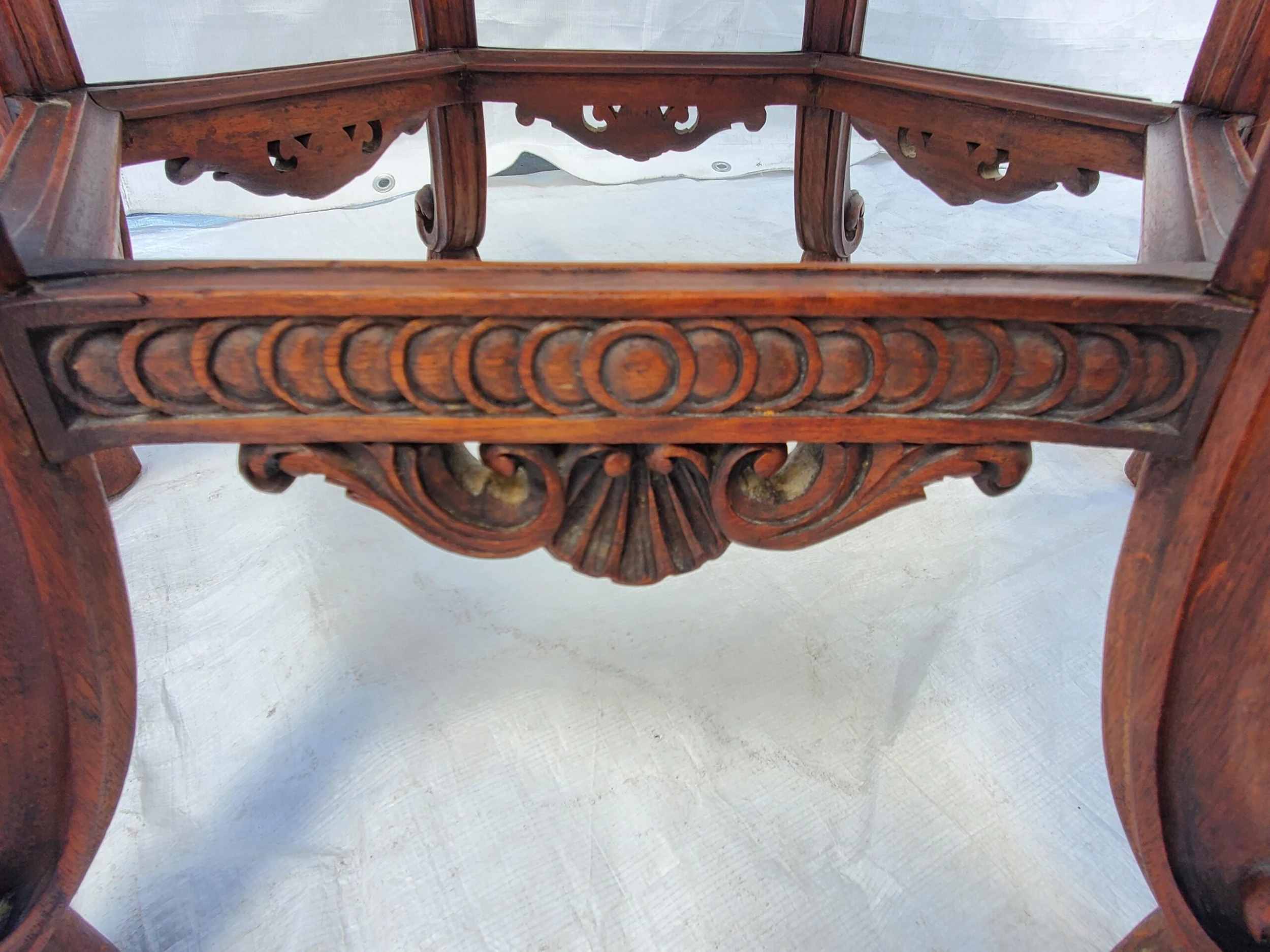 Angel / Cherub Carved Burl Walnut Hexagon Side Lamp Accent Table 1920's 7 Angel / Cherub Carved Burl Walnut Hexagon Side Lamp Accent Table 1920's - Image 7