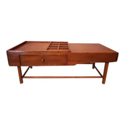 Antique 1800's Hardwood Oak Cobblers Table With Square Nail Construction