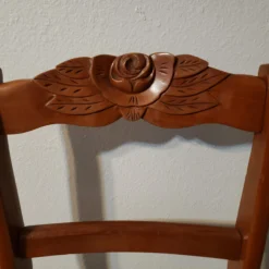 Antique 1920's Drop Leaf Table With Eight Hand Carved Rose Back Wood Chairs - 9 Piece Set -chairish shop antique 1920s drop leaf table with eight hand carved rose back wood chairs 9 piece set 6542 scaled