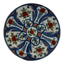 Antique Dutch Delft Plate, Polychrome Decorations, Tin Glazed 1600’s