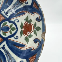 Antique Dutch Delft Plate, Polychrome Decorations, Tin Glazed 1600’s -chairish shop antique dutch delft plate polychrome decorations tin glazed 1600s 9059 scaled