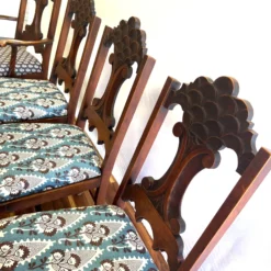 Antique Early 1900’s 9 Piece Hand Carved Wood Art Deco Dining Room Table In Chairs In Thibaut Anna French Cornwall And Julian Upholstery -chairish shop antique early 1900s 9 piece hand carved wood art deco dining room table in chairs in thibaut anna french cornwall and julian upholstery 3096 scaled