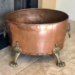 Antique English Copper And Brass Coal Bin Hand Crafted 1800's -chairish shop antique english copper and brass coal bin hand crafted 1800s 6347 scaled