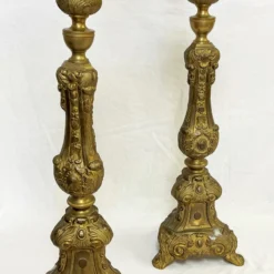 Antique French Brass Altar Prickets/ Candlesticks Circa Early 1900's- A Pair -chairish shop antique french brass altar prickets candlesticks circa early 1900s a pair 0889 scaled