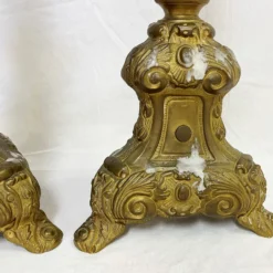 Antique French Brass Altar Prickets/ Candlesticks Circa Early 1900's- A Pair -chairish shop antique french brass altar prickets candlesticks circa early 1900s a pair 4660
