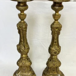 Antique French Brass Altar Prickets/ Candlesticks Circa Early 1900's- A Pair