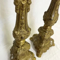 Antique French Brass Altar Prickets/ Candlesticks Circa Early 1900's- A Pair -chairish shop antique french brass altar prickets candlesticks circa early 1900s a pair 7679 scaled