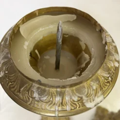 Antique French Brass Altar Prickets/ Candlesticks Circa Early 1900's- A Pair -chairish shop antique french brass altar prickets candlesticks circa early 1900s a pair 9872