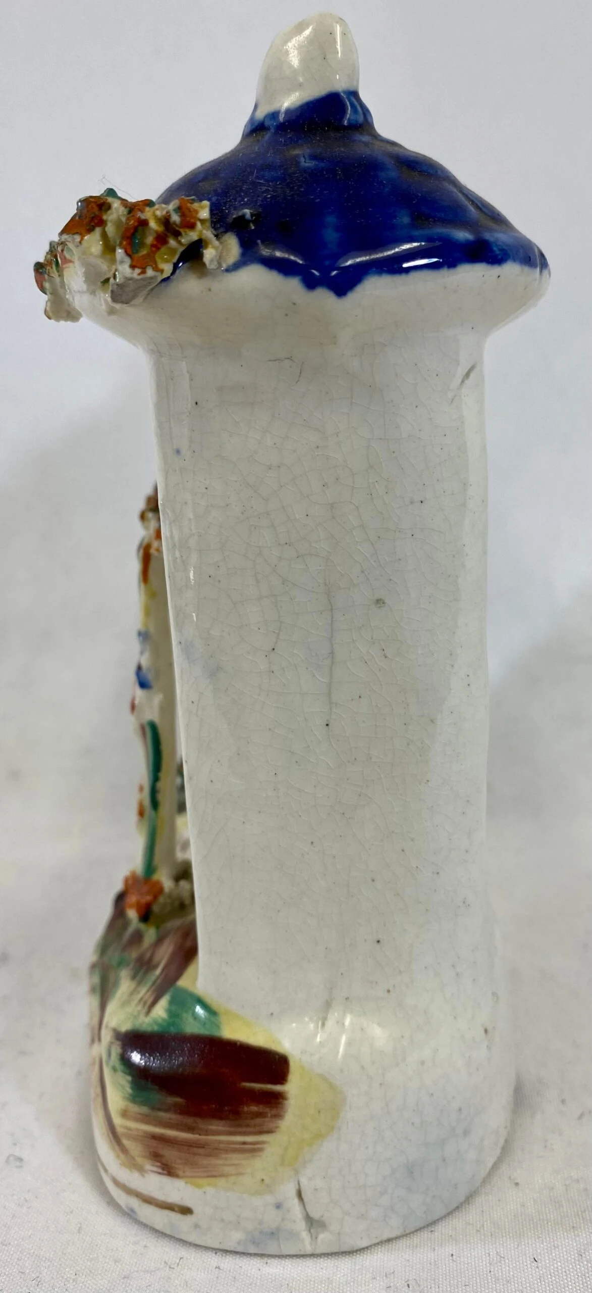 Antique Hand Painted Porcelain Staffordshire House /Villa With Cobalt Blue Roof From England - Circa 1860’s 8 Antique Hand Painted Porcelain Staffordshire House /Villa With Cobalt Blue Roof From England - Circa 1860’s - Image 8