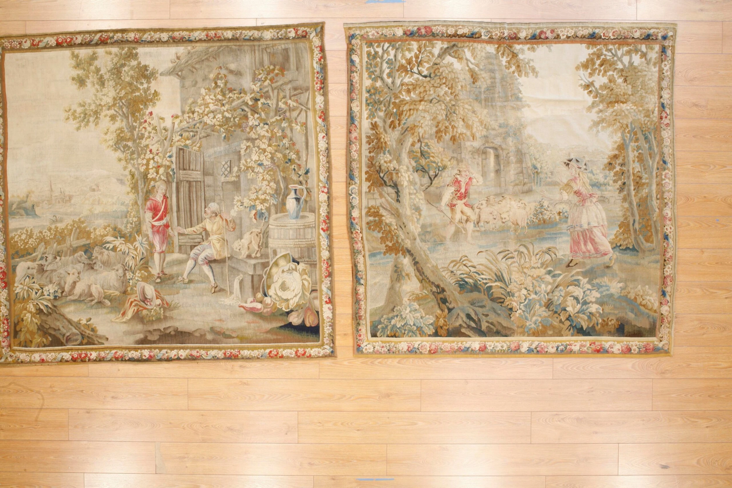 Antique Pair Of Tapestries Circa 1880's 4 Antique Pair Of Tapestries Circa 1880's - Image 4