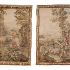 Antique Pair Of Tapestries Circa 1880's