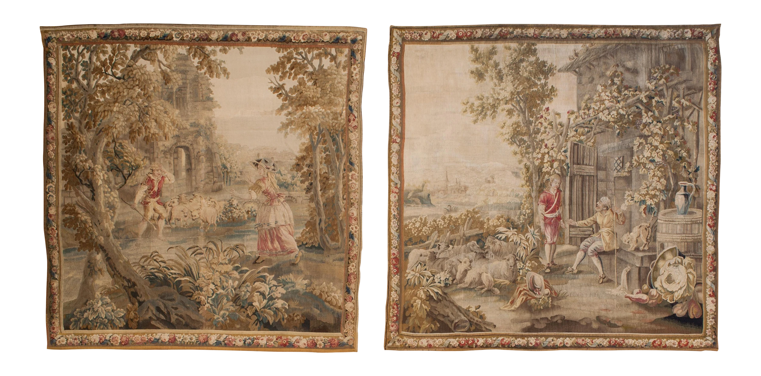 Antique Pair Of Tapestries Circa 1880's 1 Antique Pair Of Tapestries Circa 1880's