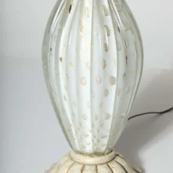 Barovier & Toso Ribbed White Murano Glass Lamp With Gold Inclusions, 1950's -chairish shop barovier and toso ribbed white murano glass lamp with gold inclusions 1950s 2530