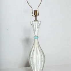 Barovier & Toso Ribbed White Murano Glass Lamp With Gold Inclusions, 1950's -chairish shop barovier and toso ribbed white murano glass lamp with gold inclusions 1950s 4517