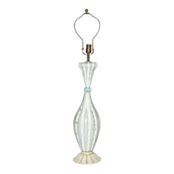 Barovier & Toso Ribbed White Murano Glass Lamp With Gold Inclusions, 1950's