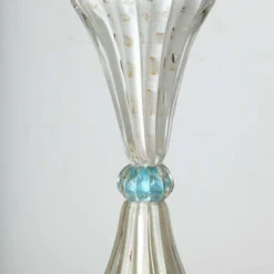 Barovier & Toso Ribbed White Murano Glass Lamp With Gold Inclusions, 1950's -chairish shop barovier and toso ribbed white murano glass lamp with gold inclusions 1950s 6952