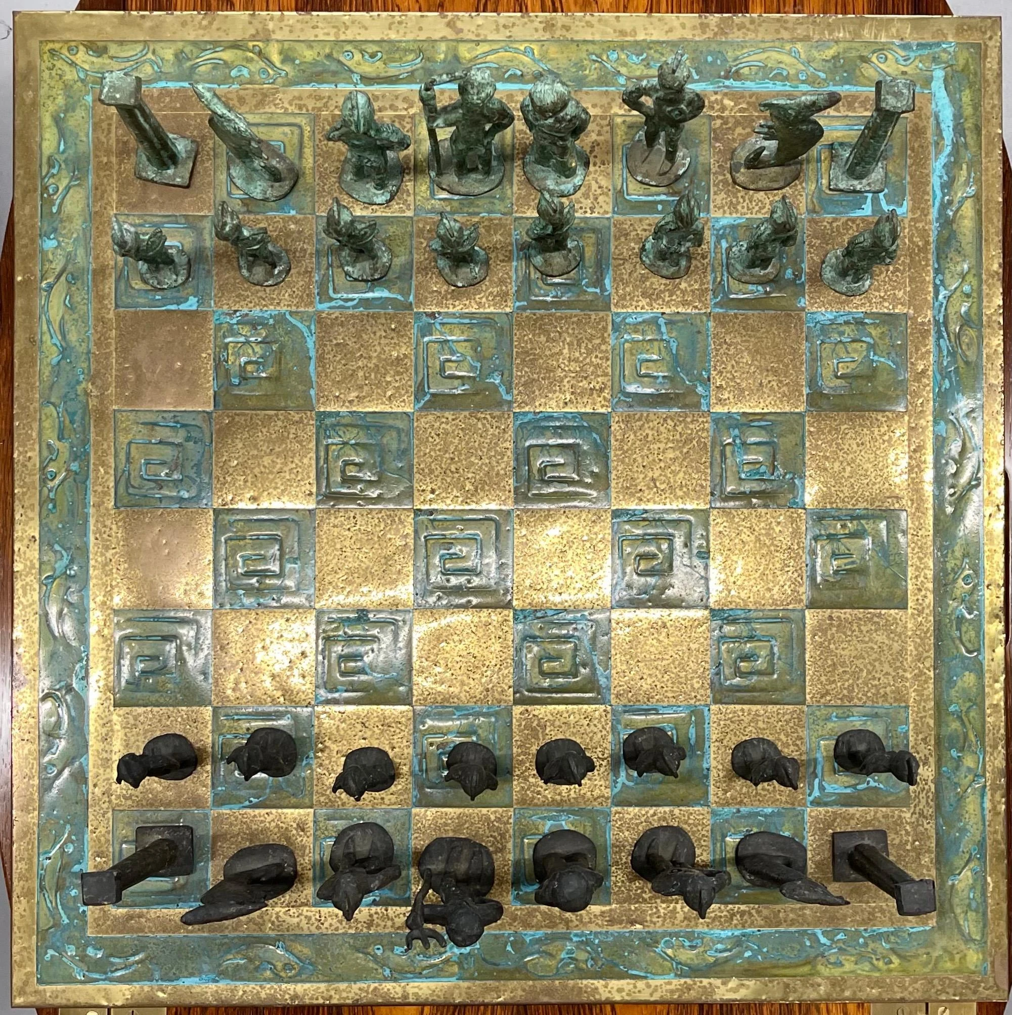 Brutalist 1960's Bronze Chess Set 2 Brutalist 1960's Bronze Chess Set - Image 2