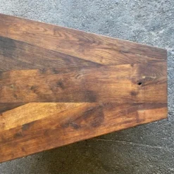 Brutalist Angular Oak Cocktail Table, France, 1950's -chairish shop brutalist angular oak cocktail table france 1950s 4281