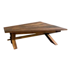 Brutalist Angular Oak Cocktail Table, France, 1950's