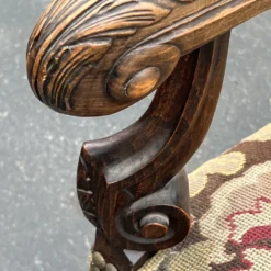 C 1900's Kittinger Style Jacobean Needlepoint Thone Chair -chairish shop c 1900s kittinger style jacobean needlepoint thone chair 5477 scaled