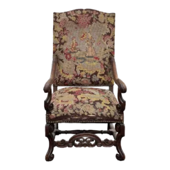 C 1900's Kittinger Style Jacobean Needlepoint Thone Chair