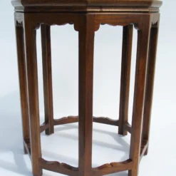 C.1960's Attr. To Baker Furniture Co. Inlaid Burl Wood & Oak Octogonal-Shaped Occasional Table -chairish shop c1960s attr to baker furniture co inlaid burl wood and oak octogonal shaped occasional table 6873 scaled