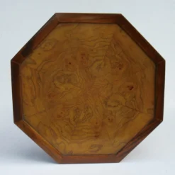 C.1960's Attr. To Baker Furniture Co. Inlaid Burl Wood & Oak Octogonal-Shaped Occasional Table -chairish shop c1960s attr to baker furniture co inlaid burl wood and oak octogonal shaped occasional table 8087 scaled