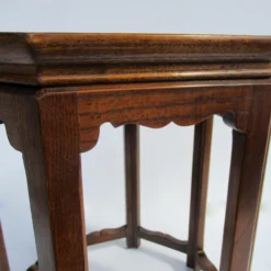 C.1960's Attr. To Baker Furniture Co. Inlaid Burl Wood & Oak Octogonal-Shaped Occasional Table -chairish shop c1960s attr to baker furniture co inlaid burl wood and oak octogonal shaped occasional table 8848 scaled