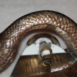 C1960's British Designer Mid Century Modern Bronze "Python" Mirror Back Wall Sconces By Wilson Laidlaw A - Pair -chairish shop c1960s british designer mid century modern bronze python mirror back wall sconces by wilson laidlaw a pair 3101 scaled