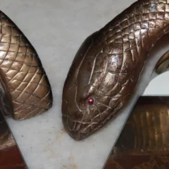 C1960's British Designer Mid Century Modern Bronze "Python" Mirror Back Wall Sconces By Wilson Laidlaw A - Pair -chairish shop c1960s british designer mid century modern bronze python mirror back wall sconces by wilson laidlaw a pair 4877 scaled