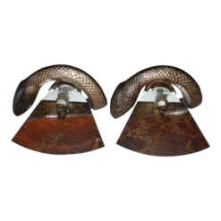 C1960's British Designer Mid Century Modern Bronze "Python" Mirror Back Wall Sconces By Wilson Laidlaw A - Pair