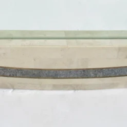 C.1980's Attr. To Roche-Bobois Tessellated Marble Stone & Inlaid Brass Banded Trim Detailed Wall Mirror -chairish shop c1980s attr to roche bobois tessellated marble stone and inlaid brass banded trim detailed wall mirror 1532 scaled