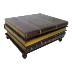 C.1980's Maitland-Smith "Tromp L'oeil" Stacked-Book Leather-Wrapped & Gilt Gold Leaf Coffee Table