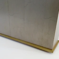 C.1990's Thomas Pheasant(Designer) For Baker Furniture Co. Platinum Silver Leaf & Bronze Modernist "Stratum" Side/Occ. Tables -Pair -chairish shop c1990s thomas pheasantdesigner for baker furniture co platinum silver leaf and bronze modernist stratum sideocc tables pair 0675 scaled