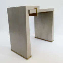 C.1990's Thomas Pheasant(Designer) For Baker Furniture Co. Platinum Silver Leaf & Bronze Modernist "Stratum" Side/Occ. Tables -Pair -chairish shop c1990s thomas pheasantdesigner for baker furniture co platinum silver leaf and bronze modernist stratum sideocc tables pair 7947 scaled