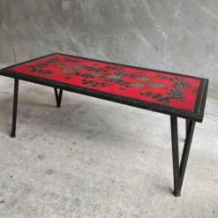 Ceramic And Steel Cocktail Table, Style Of Adnet & Carbonelle, France, 1950's -chairish shop ceramic and steel cocktail table style of adnet and carbonelle france 1950s 9231