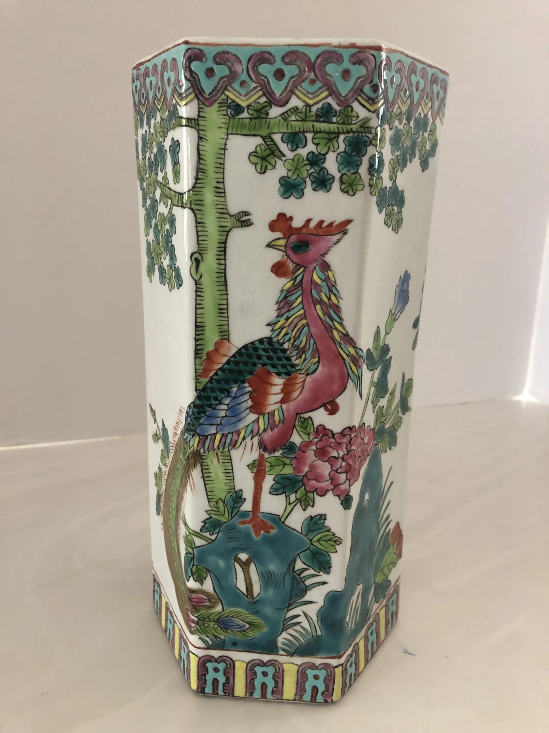 Chinese Heron Floral Ceramic Vase 1950’s 8 Chinese Heron Floral Ceramic Vase 1950’s - Image 8
