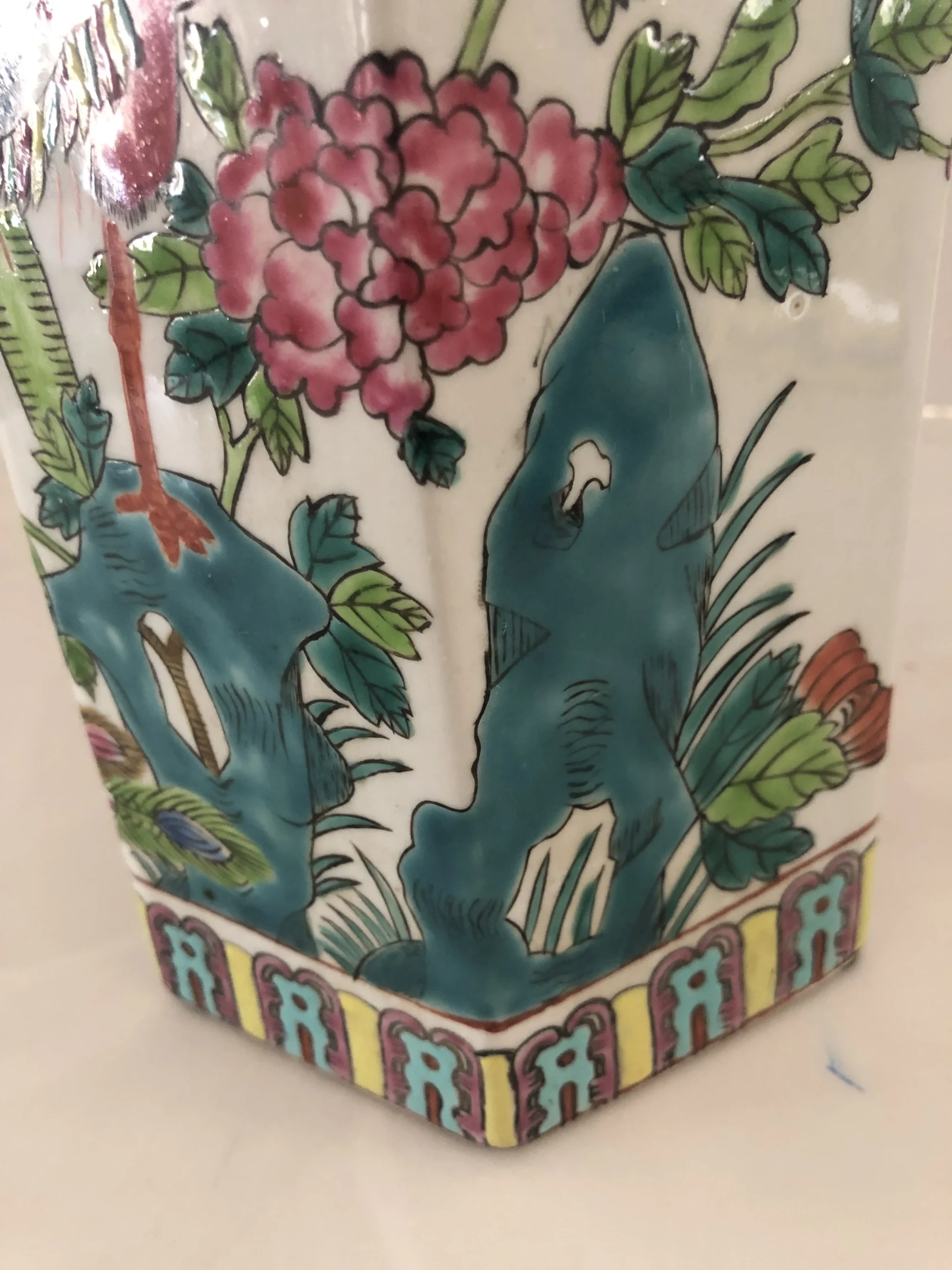 Chinese Heron Floral Ceramic Vase 1950’s 7 Chinese Heron Floral Ceramic Vase 1950’s - Image 7