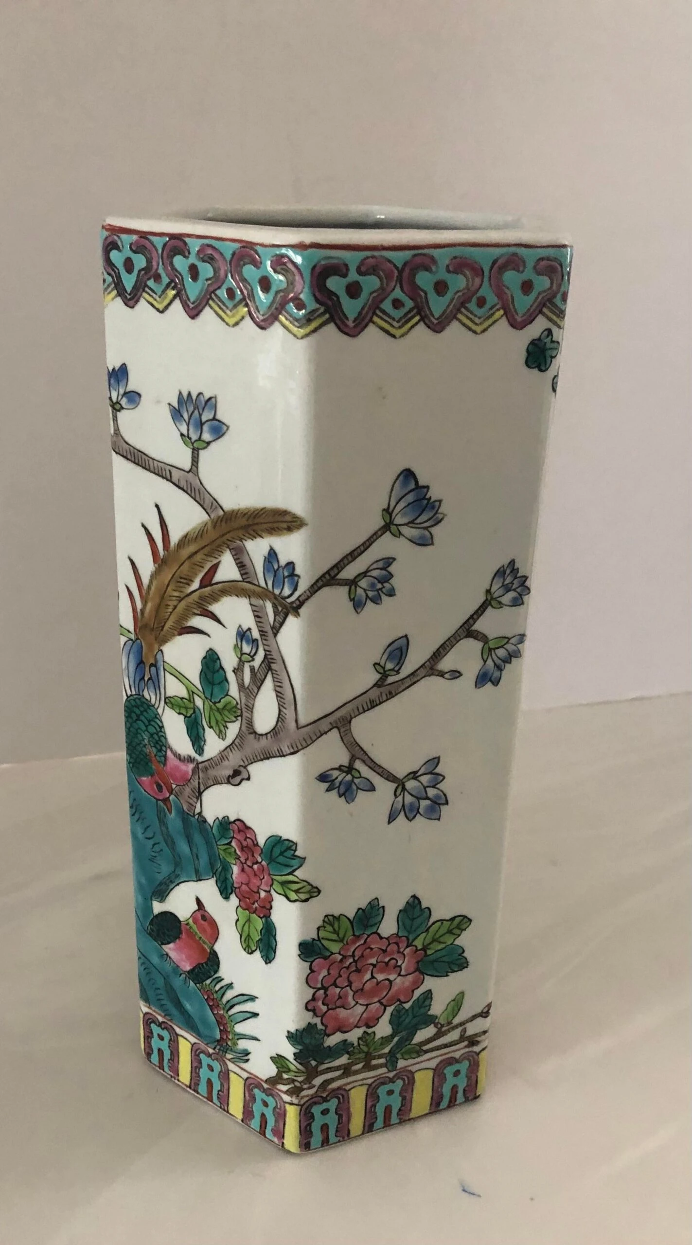 Chinese Heron Floral Ceramic Vase 1950’s 3 Chinese Heron Floral Ceramic Vase 1950’s - Image 3