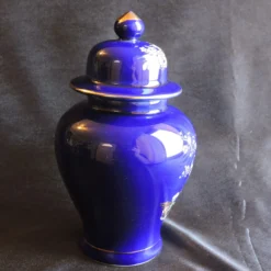 Circa 1970's Kutani Ware Cobalt Blue Peacock Ginger Jar Hand Painted Made In Japan -chairish shop circa 1970s kutani ware cobalt blue peacock ginger jar hand painted made in japan 2353 scaled