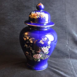 Circa 1970's Kutani Ware Cobalt Blue Peacock Ginger Jar Hand Painted Made In Japan -chairish shop circa 1970s kutani ware cobalt blue peacock ginger jar hand painted made in japan 3963 scaled