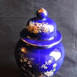 Circa 1970's Kutani Ware Cobalt Blue Peacock Ginger Jar Hand Painted Made In Japan -chairish shop circa 1970s kutani ware cobalt blue peacock ginger jar hand painted made in japan 9826 scaled