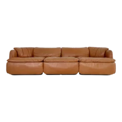 "Confidential" Alberto Rosselli For Saporiti 3 Seat Leather Sofa From 70's