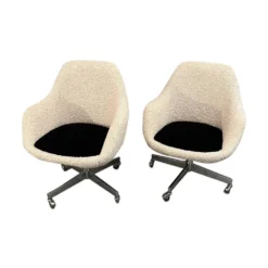 Curated Mid Century Dining/ Office/Accent Chair With New Cream & Black Boucle 1960’s Circa Designed By Knoll (4 Available) -chairish shop curated mid century dining officeaccent chair with new cream and black boucle 1960s circa designed by knoll 4 available 7102