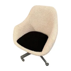 Curated Mid Century Dining/ Office/Accent Chair With New Cream & Black Boucle 1960’s Circa Designed By Knoll (4 Available) -chairish shop curated mid century dining officeaccent chair with new cream and black boucle 1960s circa designed by knoll 4 available 9080