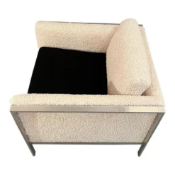 Curated Mid Century Large Heavy Chrome Lounge Chair With New Cream & Black Boucle 1960’s Circa -chairish shop curated mid century large heavy chrome lounge chair with new cream and black boucle 1960s circa 2442