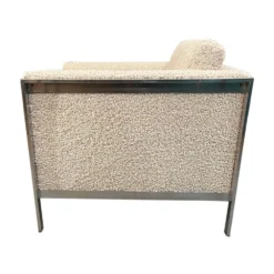 Curated Mid Century Large Heavy Chrome Lounge Chair With New Cream & Black Boucle 1960’s Circa -chairish shop curated mid century large heavy chrome lounge chair with new cream and black boucle 1960s circa 6788