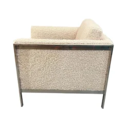 Curated Mid Century Large Heavy Chrome Lounge Chair With New Cream & Black Boucle 1960’s Circa -chairish shop curated mid century large heavy chrome lounge chair with new cream and black boucle 1960s circa 7673
